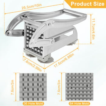 Εγχειρίδιο French Fry Cutter από ανοξείδωτο ατσάλι Potato Chipper Fast Cutter Potato Chip Cutter Πολυλειτουργικός κόφτης λαχανικών