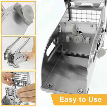 Εγχειρίδιο French Fry Cutter από ανοξείδωτο ατσάλι Potato Chipper Fast Cutter Potato Chip Cutter Πολυλειτουργικός κόφτης λαχανικών