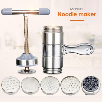 Χειροκίνητο ανοξείδωτο ατσάλι Noodle Maker Press Pasta Machine Noodle Cutter with Pressing Forms Making Spaghetti Kitchen Tools