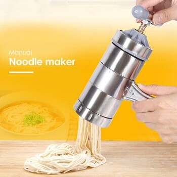 Χειροκίνητο ανοξείδωτο ατσάλι Noodle Maker Press Pasta Machine Noodle Cutter with Pressing Forms Making Spaghetti Kitchen Tools