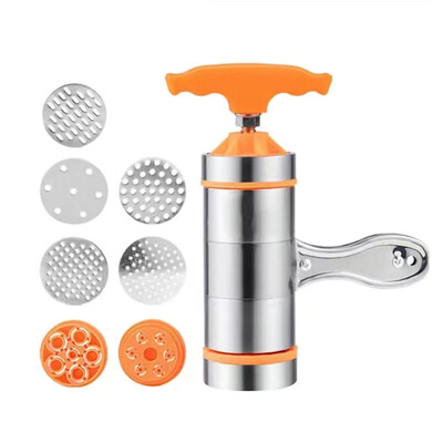 Nerūdijančio plieno virtuvės reikmenų rankinis makaronų gaminimo aparatas, gaminantis spagečių vaisių sulčiaspaudę, makaronų spaudimo mašiną su 5/7 spaudimo formomis