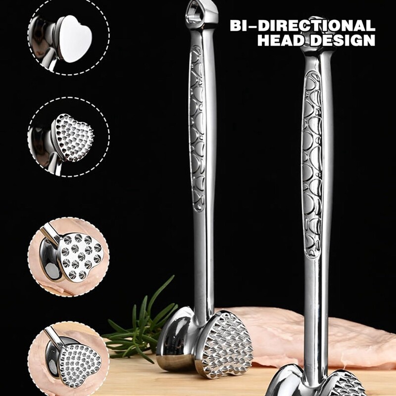 Majapidamises kasutatav lahtine lihahaamer, praadide pehmendamise vasar, kindel kahepoolne libisemisvastane käepide