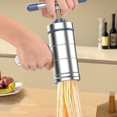 Patvarūs nerūdijančio plieno indai 6 formų presavimo mašina spagečių gaminimo rankiniu būdu makaronų makaronų gaminimo mašina.