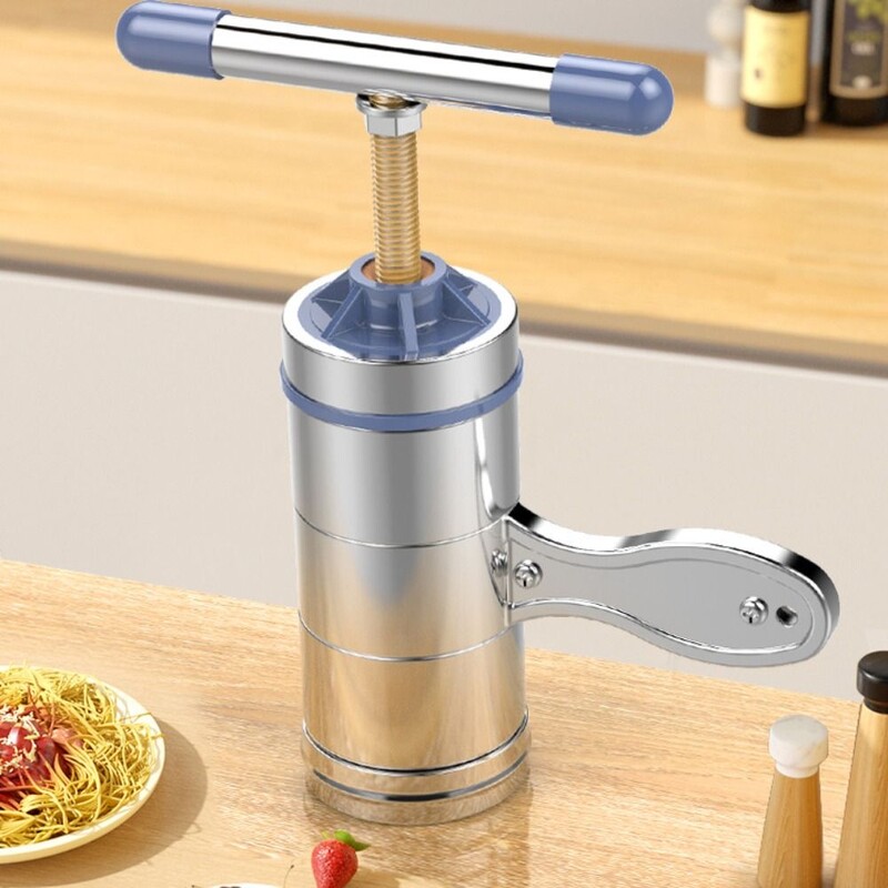 Patvarūs nerūdijančio plieno indai 6 formų presavimo mašina spagečių gaminimo rankiniu būdu makaronų makaronų gaminimo mašina.