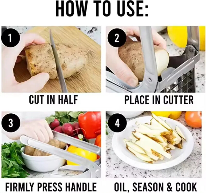 Nerūdijančio plieno bulvių pjaustyklės gruzdintų bulvyčių mašina Bulvių pjaustykla Frenh bulvių pjaustyklė virtuvei Rankinė daržovių programėlė