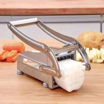 2 lame din oțel inoxidabil Cartofi prăjiți pentru casă Chipsuri de cartofi Fâșii de tăiat Cutter Tocător Chips Mașină de făcut Instrument pentru tăiat cartofi prăjiți