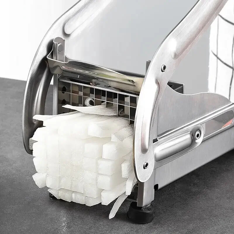 2 lame din oțel inoxidabil Cartofi prăjiți pentru casă Chipsuri de cartofi Fâșii de tăiat Cutter Tocător Chips Mașină de făcut Instrument pentru tăiat cartofi prăjiți