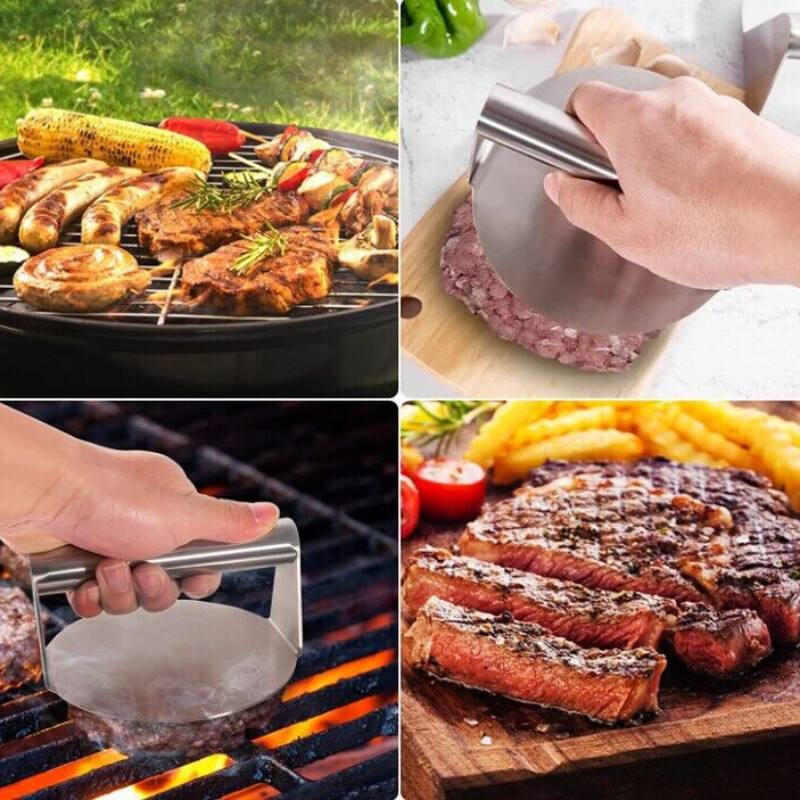 Nerūdijančio plieno mėsainio mėsos presas apvalus kvadratinis kepsnys mėsos paplotėlių kepimo aparatas mėsainio kepsninės kepimo reikmenys Virtuvės įrankiai