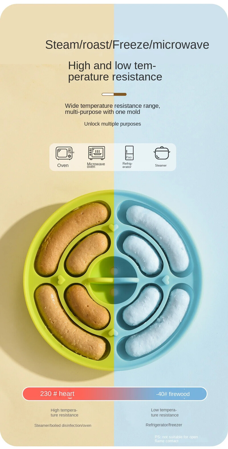 Savarankiškai pagamintas silikoninis dešros formavimas, naminis garuose virtos dešros dešros formos kūdikių maisto papildų gamintojas