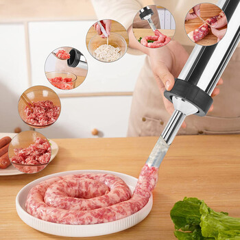 Sausage Stuffer Manual Sausage Meat Fillers Machine Home Made Homemade Sausage Tool Χειροποίητα Sausage Machines Nozzle χωνιού