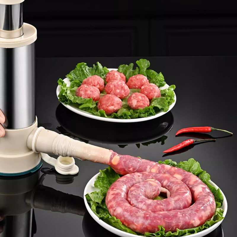 Didelis atidarymas nerūdijančio plieno dešrų įdarui Daugkartinis nešiojamasis dešrų gaminimo įrankis Virtuvės reikmenys Didelės talpos neslystantis