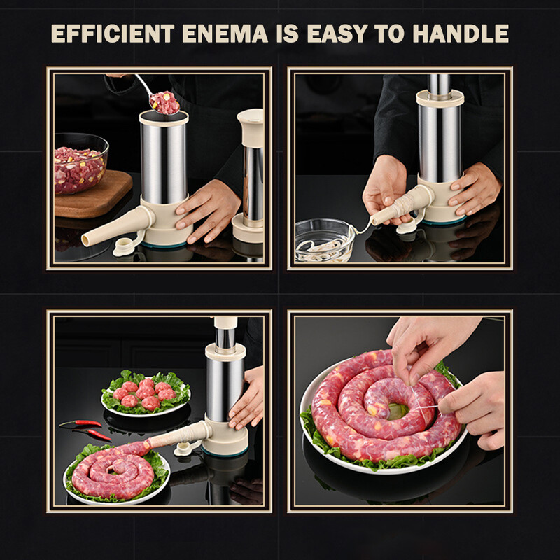 Didelis atidarymas nerūdijančio plieno dešrų įdarui Daugkartinis nešiojamasis dešrų gaminimo įrankis Virtuvės reikmenys Didelės talpos neslystantis