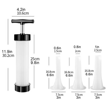 Ръчна машина за пълнене на колбаси Машина за пълнене на месо с 3 дюзи за пълнене Инструменти за колбаси Кухненски джаджи Домашен ръчен уред за колбаси