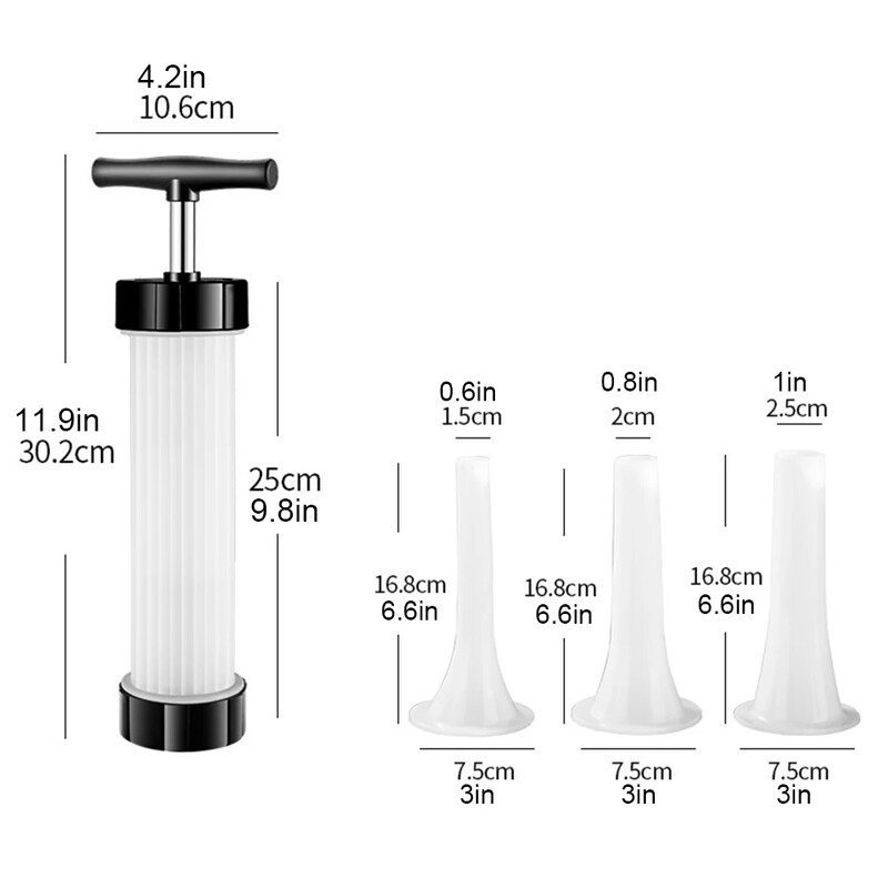 Rankinis dešrų įdaru mėsos užpildymo aparatas su 3 užpildymo purkštukais Dešros įrankiai Virtuvės prietaisai Naminis rankinis dešrų gaminimo aparatas