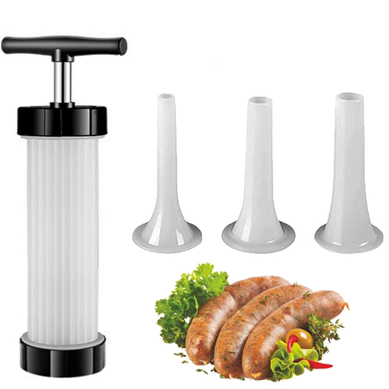 Dešrų užpildas su 3 vnt piltuvėliais Dešrų įdaru mašina Naminis dešrų įdaru švirkštas Prietaisai Dešrų gaminimo aparatas Virtuvės įrankiai