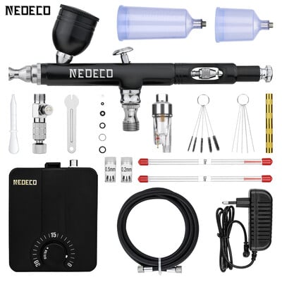 Neoeco 30PSI Airbrush Kit, kétfunkciós, többfunkciós hordozható airbrush készlet Zajcsökkentő kompresszor tortamodell festéséhez