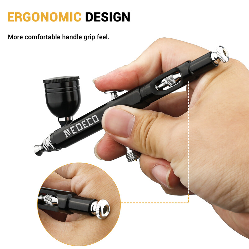 „Neoeco 30PSI Airbrush“ rinkinys, dvigubo veiksmo daugiafunkcis nešiojamasis šepetėlių rinkinys, triukšmą mažinantis kompresorius, skirtas dažyti torto modeliui