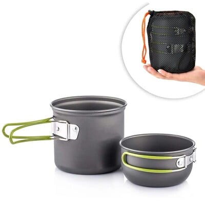 Kit de mizerie pentru vase de gătit de camping Set de oală de camping ultraușoară Vesele de gătit în aer liber pentru drumeții Trekking Picnic Pescuit Alpinism