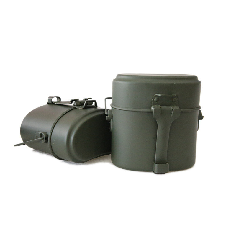 3 viename aliuminio kempingo priešpiečių dėžutė Kariuomenės valgyklos puodelio puodas piknikui kelionėms vandens puodelis dubuo lauko karinis virtuvės reikmenų rinkinys