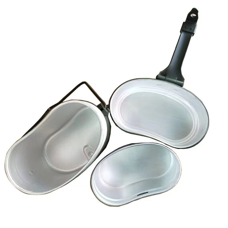 3 viename aliuminio kempingo priešpiečių dėžutė Kariuomenės valgyklos puodelio puodas piknikui kelionėms vandens puodelis dubuo lauko karinis virtuvės reikmenų rinkinys