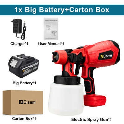 1000 ml belaidis elektrinis purškimo pistoletas nešiojamasis buitinis dažų purkštuvas automobilių baldams plieno dangos aerografas skirtas Makita 18V baterijai