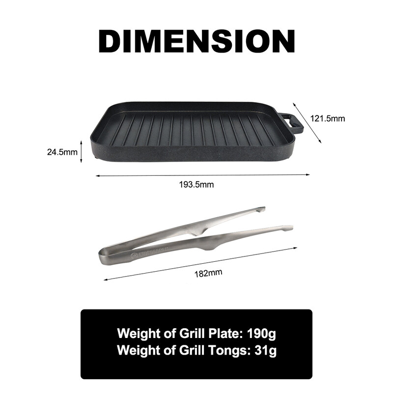 FireMaple mini-grillplaadikomplekt, paksendatud kuumakindel kleepumatu ristkülikukujuline grill, mitmekülgne välikämpingu grillpann