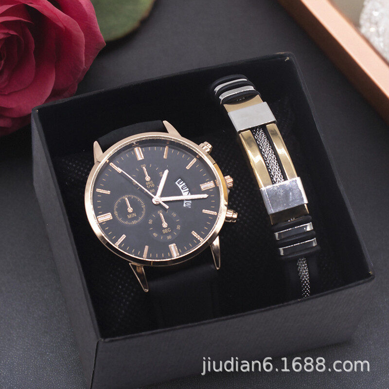 Vyriškas rankinis laikrodis užsienio prekyba vyriškas apyrankių laikrodžių rinkinys verslo mados kvarcinis kalendorius vyriškas laikrodis