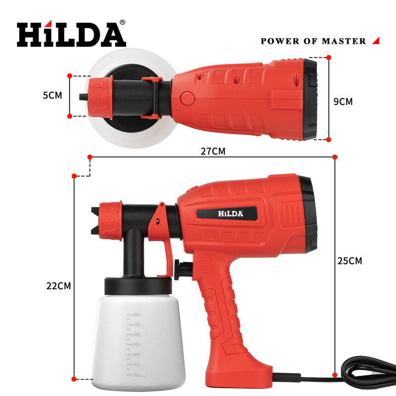 Pistol de pulverizare electric HILDA 800ML Instrumente de mare putere Pulverizator de vopsea Pistol de pulverizare electric roșu pentru uz casnic