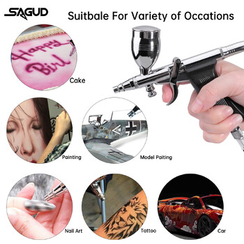 SAGUD Professional Airbrush Kit 0,3/0,5/0,8mm Αξεσουάρ βελόνας ακροφυσίου Κατάλληλο για βάψιμο με σπρέι μοντέλου αυτοκινήτου Nail Art Tattoo