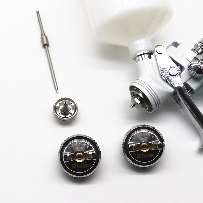 Purškimo pistoleto antgalis 1,3 ir 1,8 mm su 400 CC maišymo baku ir adapteriu automobilių dažų pistoleto lako dažų purkštuvas HVLP 4000B oro purškimo pistoletas