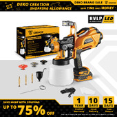 DEKO 1200 ml HVLP purškimo pistoletas su LED lempute, didelio galingumo elektriniu dažų purkštuvu, 3 antgaliais ir didelės talpos lengvas purškimas