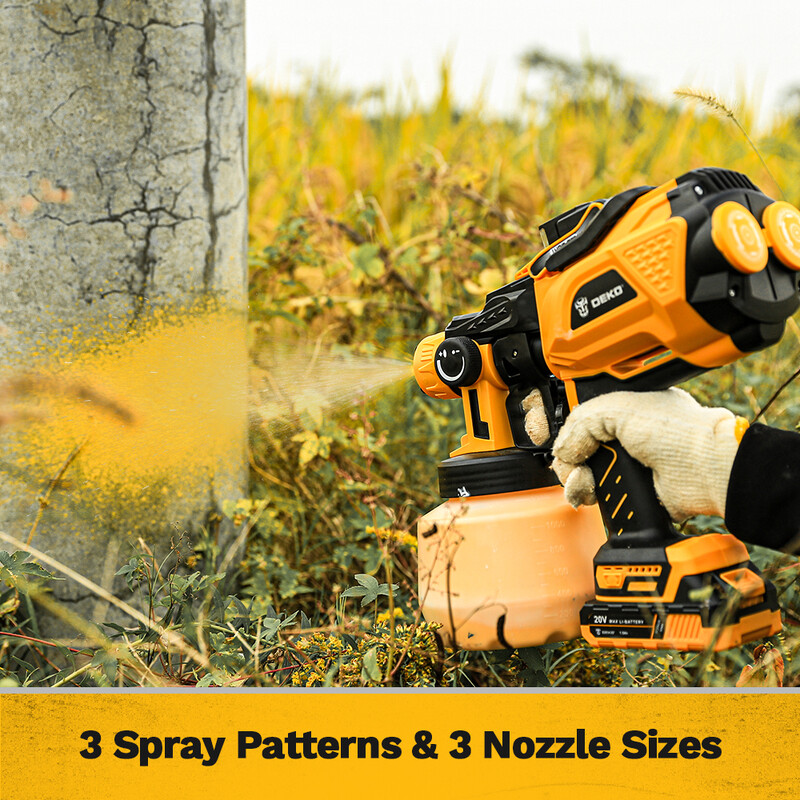 DEKO 1200 ml HVLP purškimo pistoletas su LED lempute, didelio galingumo elektriniu dažų purkštuvu, 3 antgaliais ir didelės talpos lengvas purškimas