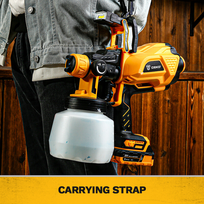 DEKO 1200 ml HVLP purškimo pistoletas su LED lempute, didelio galingumo elektriniu dažų purkštuvu, 3 antgaliais ir didelės talpos lengvas purškimas