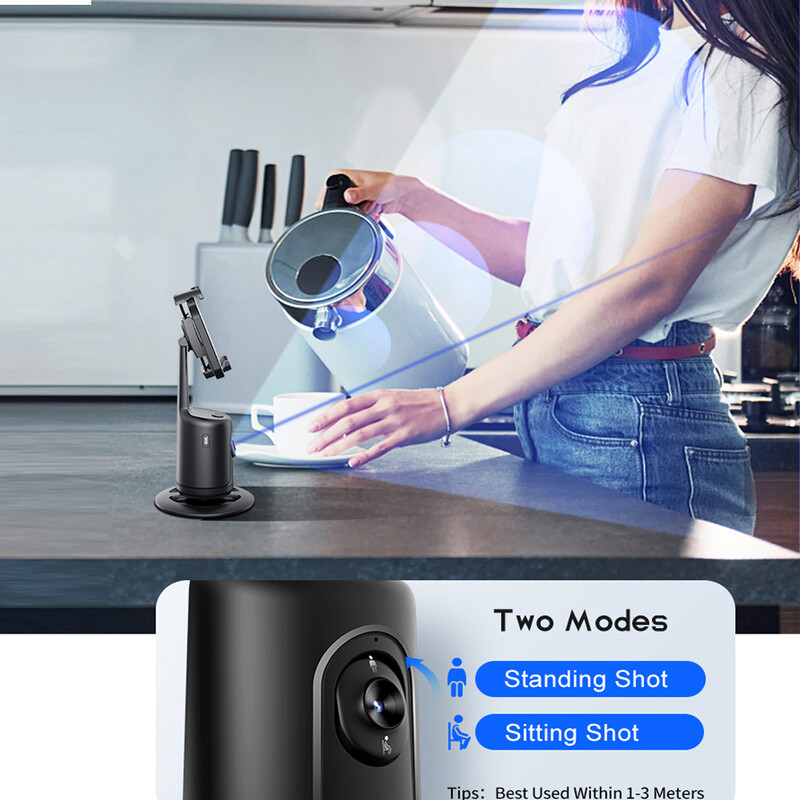 Automatinis veido sekimo telefono asmenukių lazdelė išmanusis 360° besisukantis laikiklis dirbtinio intelekto stebėjimo vaizdo įrašo vaizdo įrašas Live Gimbal stabilizatoriaus trikojis, skirtas Tiktok