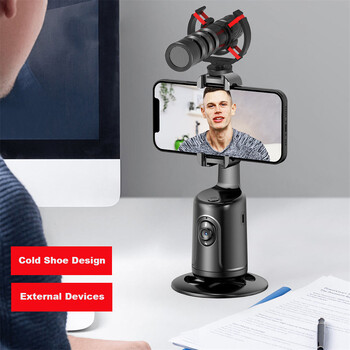 2024 360 Rotation Follow-Up Gimbal Stabilizer Monopod Cold Shoe Phone Holder Desktop Tracking Gimbal for Tiktok Live Photography