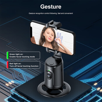 2024 360 Rotation Follow-Up Gimbal Stabilizer Monopod Cold Shoe Phone Holder Desktop Tracking Gimbal for Tiktok Live Photography