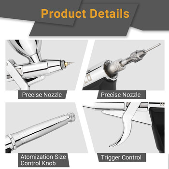 0,2/0,3/0,5 mm Гравитационен спрей пистолет с двойно/двойно действие 2cc 5cc 13cc Комплект въздушна четка спрей въздушна четка за модел на автомобил Занаятчийска боя Направи си сам