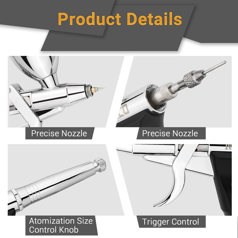 0,2 / 0,3 / 0,5 mm dvigubo / dvigubo veikimo gravitacinio tiekimo purškimo pistoletas 2cc 5cc 13cc aerozolių šepetėlis purškiamas oro šepetėlis, skirtas automobilio modeliui Craft dažams "pasidaryk pats"