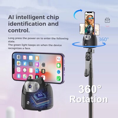 Automatinis veido stebėjimas „Gimbal“ planšetinio kompiuterio telefono laikiklis „Vlog Live Selfie Stick“ 360° sukimosi tolesnis vaizdo įrašas „Vlog Live“ stabilizavimo trikojis