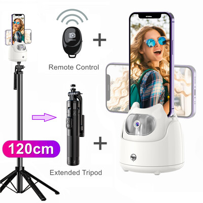 Automatinis veido stebėjimas „Gimbal“ planšetinio kompiuterio telefono laikiklis „Vlog Live Selfie Stick“ 360° sukimosi tolesnis vaizdo įrašas „Vlog Live“ stabilizavimo trikojis