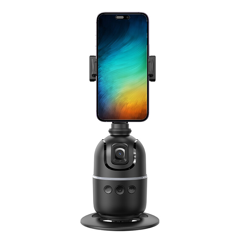 Automatinis veido sekimo trikojis 360° sukimosi stebėjimas Pan Tilt No App su nuotolinio valdymo pulteliu ir valdymu gestais, kad būtų galima įrašyti tiesioginį Tiktok vaizdo įrašą