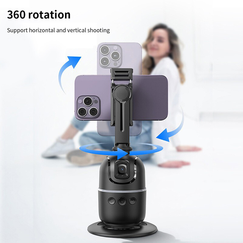Automatinis veido sekimo trikojis 360° sukimosi stebėjimas Pan Tilt No App su nuotolinio valdymo pulteliu ir valdymu gestais, kad būtų galima įrašyti tiesioginį Tiktok vaizdo įrašą