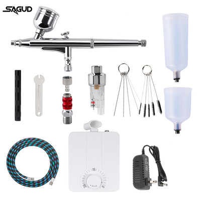 Airbrush su kompresoriaus rinkiniu Dviejų veiksmų purškimo pistoletas 0,3 mm antgalio priedai, skirti nagų dailinimui Modelis Tortas Batai Dažymas Airbrush rinkinys