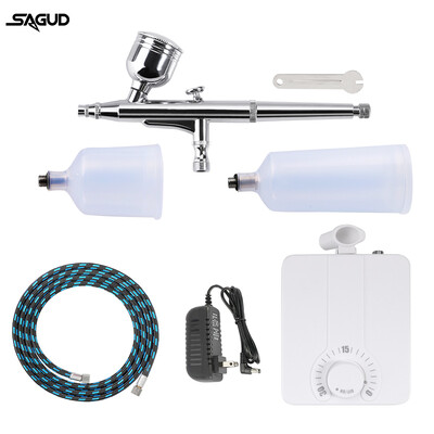 Airbrush su kompresoriaus rinkiniu Dviejų veiksmų purškimo pistoletas 0,3 mm antgalio priedai, skirti nagų dailinimui Modelis Tortas Batai Dažymas Airbrush rinkinys