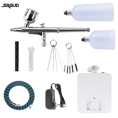 Airbrush su kompresoriaus rinkiniu Dviejų veiksmų purškimo pistoletas 0,3 mm antgalio priedai, skirti nagų dailinimui Modelis Tortas Batai Dažymas Airbrush rinkinys
