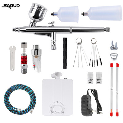 Airbrush su kompresoriaus rinkiniu Dviejų veiksmų purškimo pistoletas 0,3 mm antgalio priedai, skirti nagų dailinimui Modelis Tortas Batai Dažymas Airbrush rinkinys