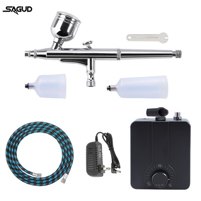 Airbrush su kompresoriaus rinkiniu Dviejų veiksmų purškimo pistoletas 0,3 mm antgalio priedai, skirti nagų dailinimui Modelis Tortas Batai Dažymas Airbrush rinkinys