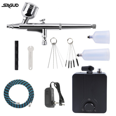 Airbrush su kompresoriaus rinkiniu Dviejų veiksmų purškimo pistoletas 0,3 mm antgalio priedai, skirti nagų dailinimui Modelis Tortas Batai Dažymas Airbrush rinkinys