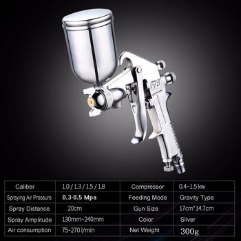 Spray Gun 400ML Pneumatic Airbrush Sprayer Professional Alloy Painting Atomizer Tool with Hopper for Painting Cars By PROSTORMER