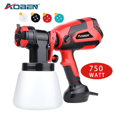 AOBEN 750W Pistol electric de pulverizare portabil HVLP 1000ML Pulverizatoare de vopsea auto Decoratiuni interioare Airbrush Control flux 4 duze Utilizare usoara